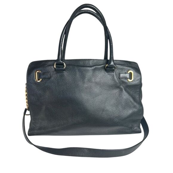 Michael Kors Hamilton Black Pebbled Leather Top Handle Satchel Crossbody Bag - Picture 12 of 13